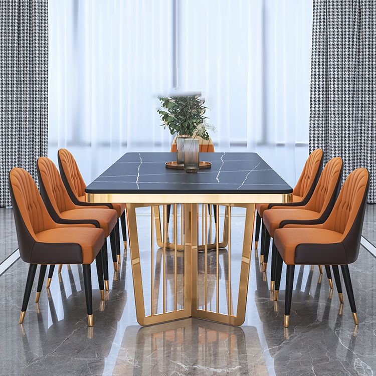 Traditional Luxury Dining Table Black Marble Rectangle Dining Table for Home