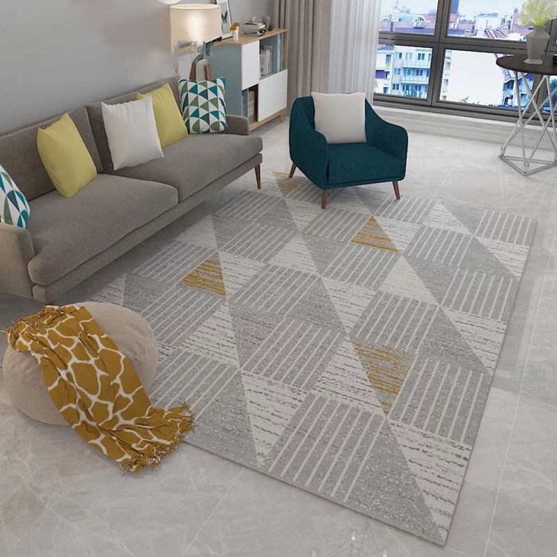 Multi Color Contemporary Rug Synthetics Abstract Geometry Carpet Non-Slip Stain Resistant Washable Rug for Sitting Room