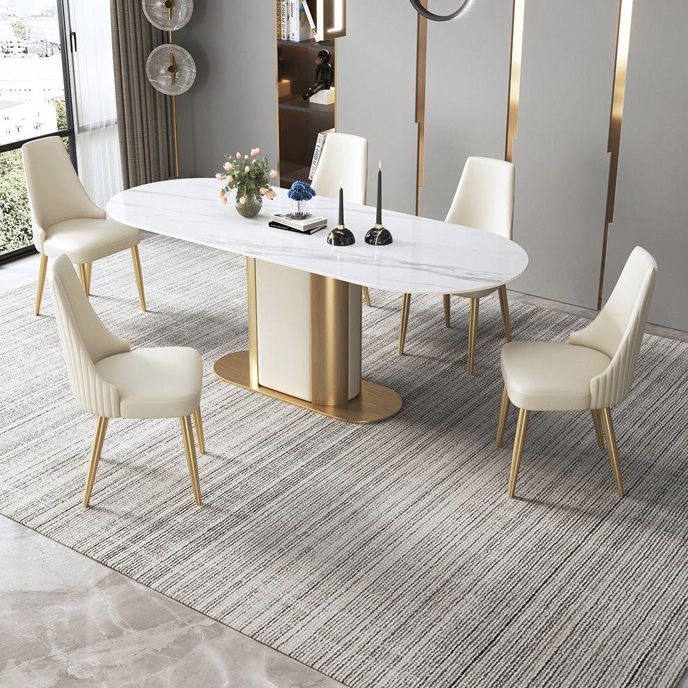 Silla sin brazos de comedor de cuero sintético Glam, silla de comedor de metal para uso doméstico