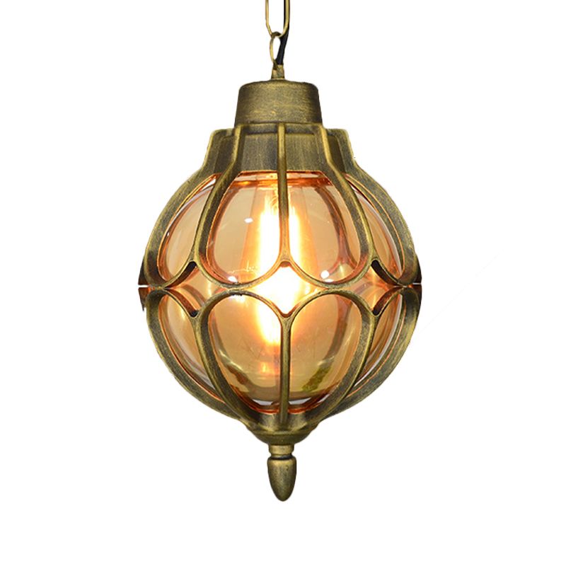 1 Licht 7 "/9"/11 "Weitkugel Anhängerlampe Vintage Bernstein Glashängung Lampe in Schwarz/Bronze/Gold