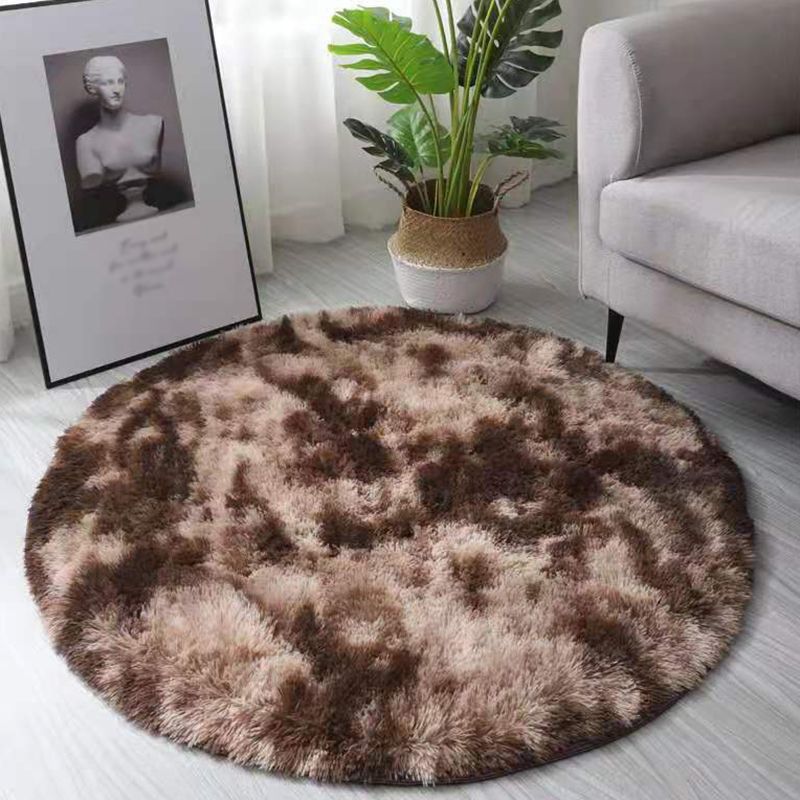 Mehrfarbiger, schlichter Batik-Teppich, moderner Shag-Teppich mit runder Fläche, Polyester-Teppich mit rutschfester Rückseite für die Inneneinrichtung
