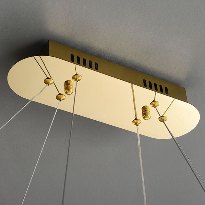 Contemporary Style Oval Shape Island Light Crystal 1 Light Island Lighting in Gold