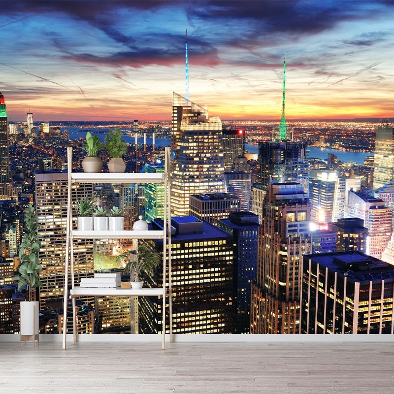 Extra Large Photo Skyscrapers Mural Wallpaper for Meeting Room Decor in Brown, Custom-Made