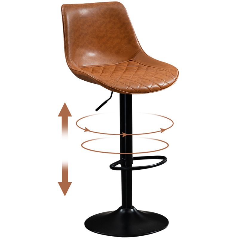 Industrial Bar and Counter Stool Adjustable Height Stool with Pedestal Base in Black