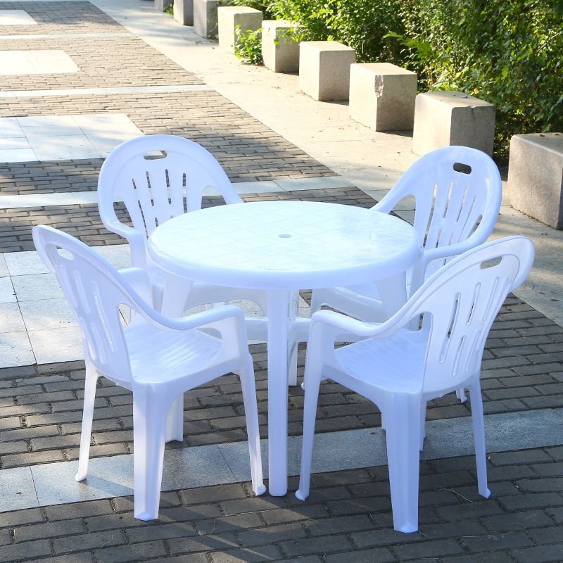 Modern Waterproof Geometric Courtyard Table Plastic Frame Outdoor Table