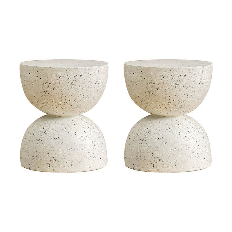 Double Semicircle Shape Side End Snack Table White Cement Corner Table