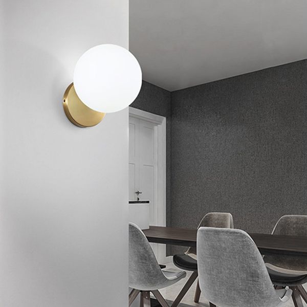 1-Light Round ShadeModern Simple Style Glass Wall Lighting Fixtures in Brass