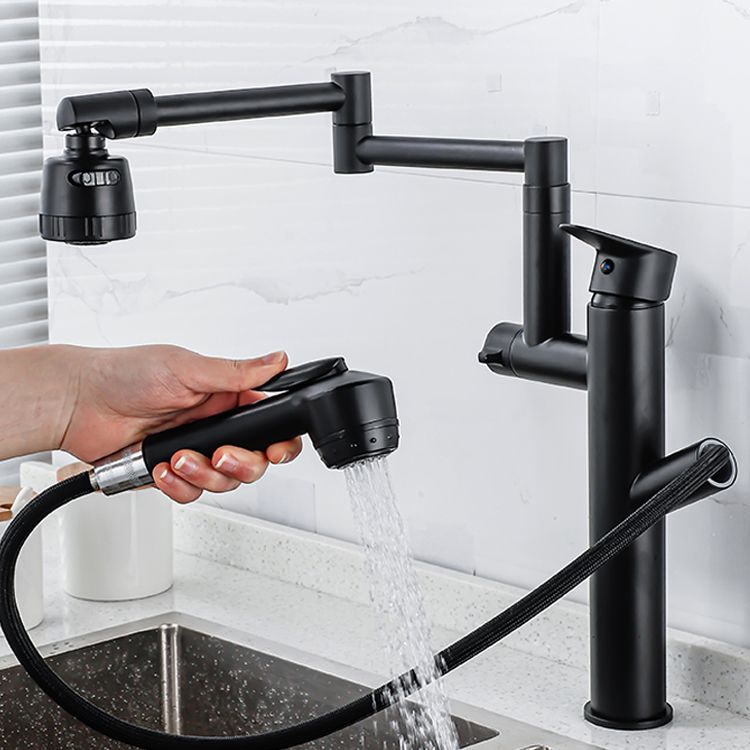 Modern High Arch Pot Filler Faucet Swivel Spout with Pull Down Sprayer