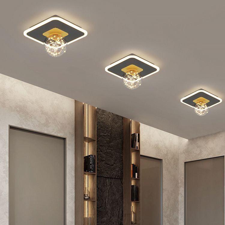 Geometry Shape LED Sky Star Ceiling Lamp Modern Iron 2 Lights Flush Mount for Bedroom