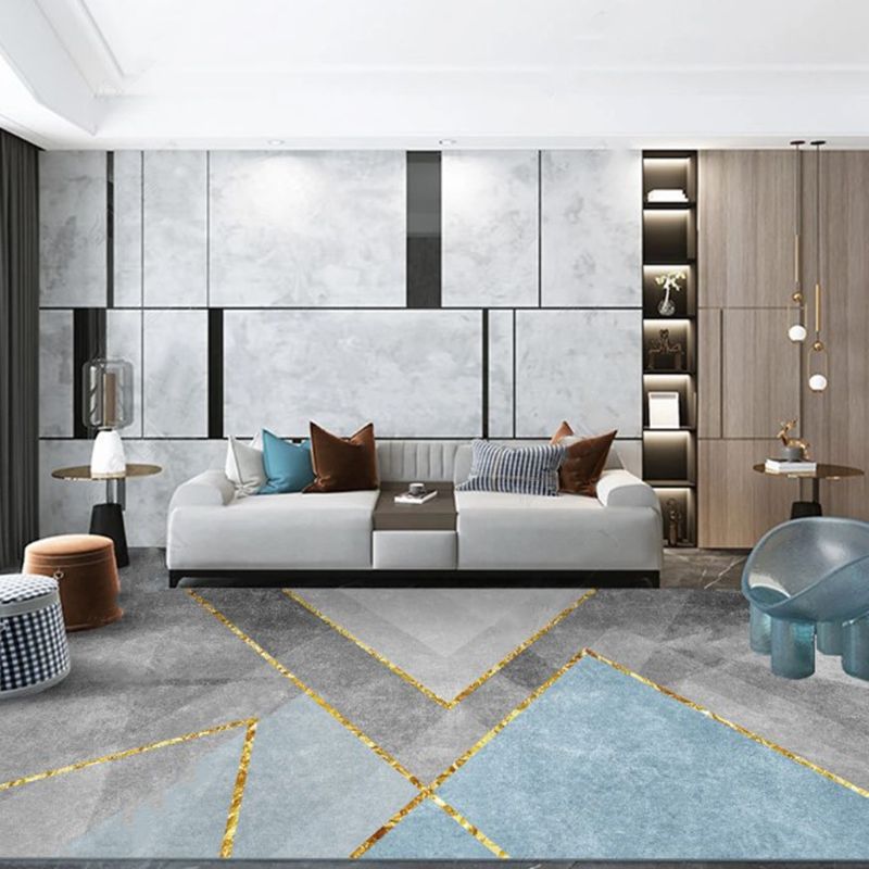 Modern Geometry Home Decoration Rug Polyester Glam Area Carpet Stain Resistant Indoor Carpet