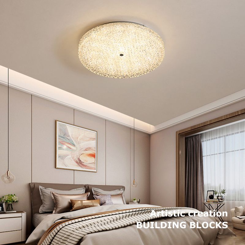 Modern LED Ceiling Mount Light Close to Ceiling Lamp with Glass Shade for Living Room