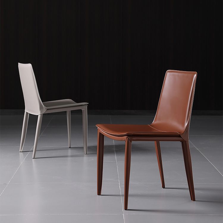 Designer Style Leather Restaurant zijstoel Solid Back Dining Chair (set van 2)