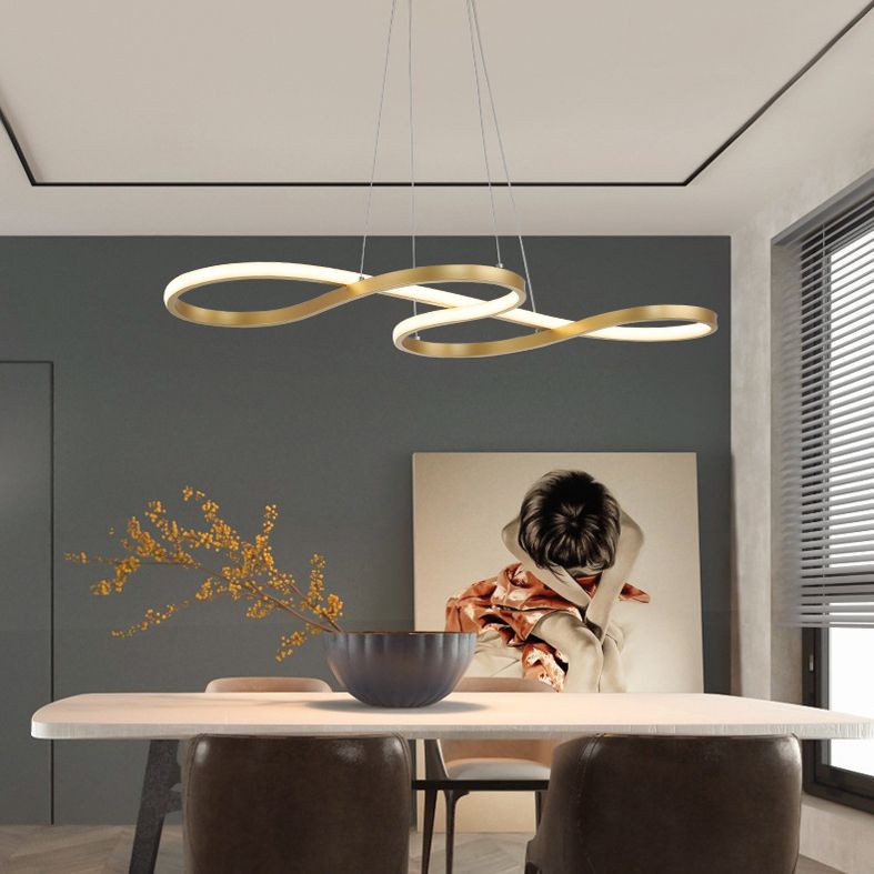 Aluminium LED Linear Pendant Light in Modern Creative Style Silica Gel Ceiling Light for Dining Room