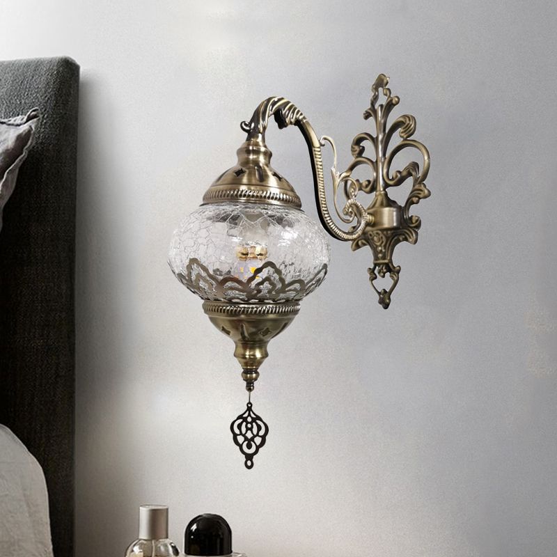 Applique boule traditionnelle, 1 ampoule, éclairage mural en métal, blanc/jaune, 5"/7" de large