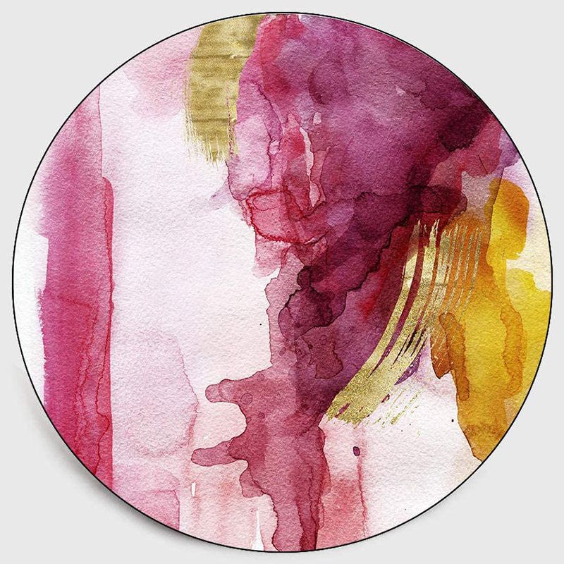 Mehrfarbiger trendiger runder Teppich Aquarelldruck gedruckter Teppich nicht rutscher Backing Teppich für die Heimdekoration