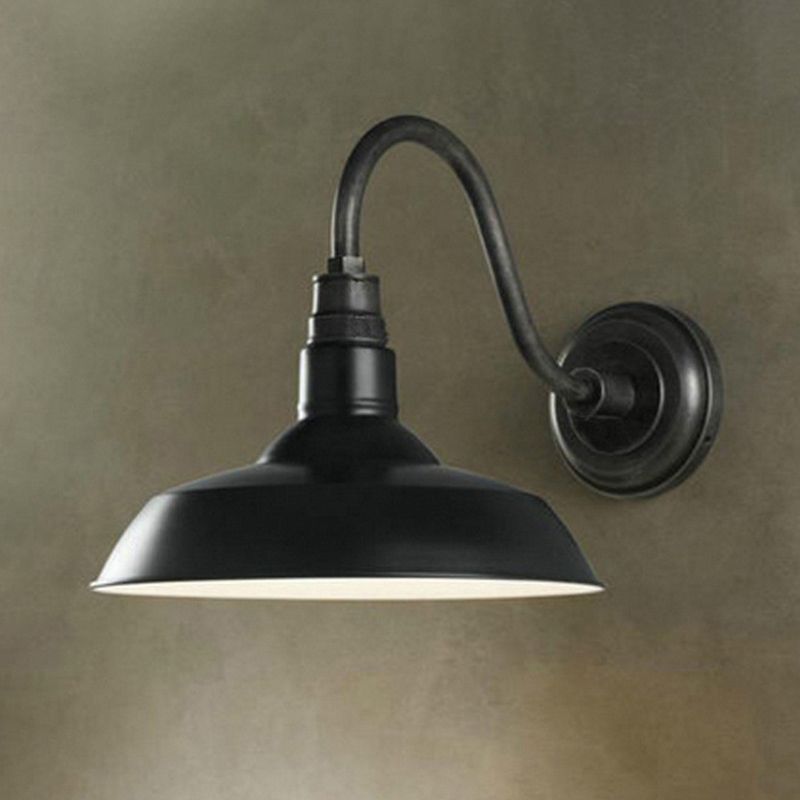 1-Light Sconces Wall Lights Industrial Gooseneck Metal Wall Lights in Black and Iron Rust