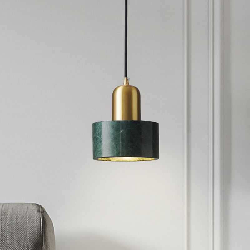 5.9 Inches Diameter Cylindrical Mini Hanging Light Modern Style Marble Single Bulb Lighting Pendant for Bedroom