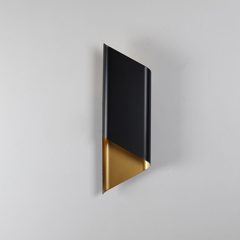 Curved Sconce Light Fixture Minimalist Style Metal Gold-Black Wall Mounted Light