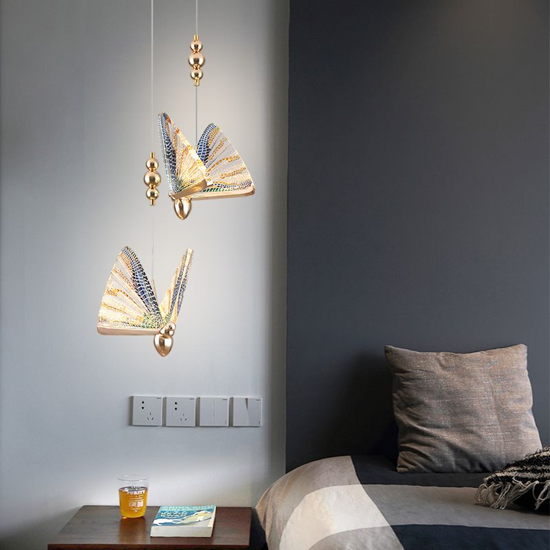 Butterfly Hanging Light Fixture Modern Style Pendant Lamp with Acrylic Shade for Bedroom