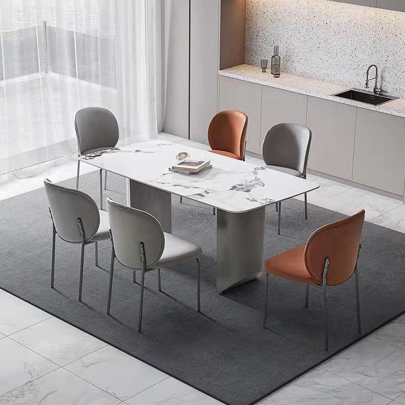 Silla lateral casera contemporánea Silla de comedor tapizada con patas de metal Wingback