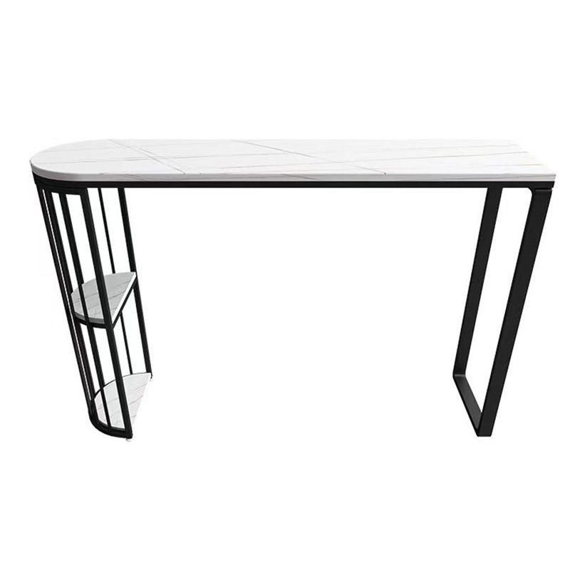 Industrial Free Form Bar Height Table Metal and Stone Bar Table with Double Pedestal