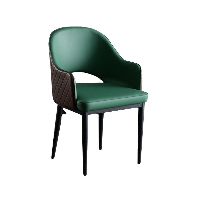 Glam Faux Leather Dining Chair Open Back Dining Side Furniture in Matte Finish for Indoor