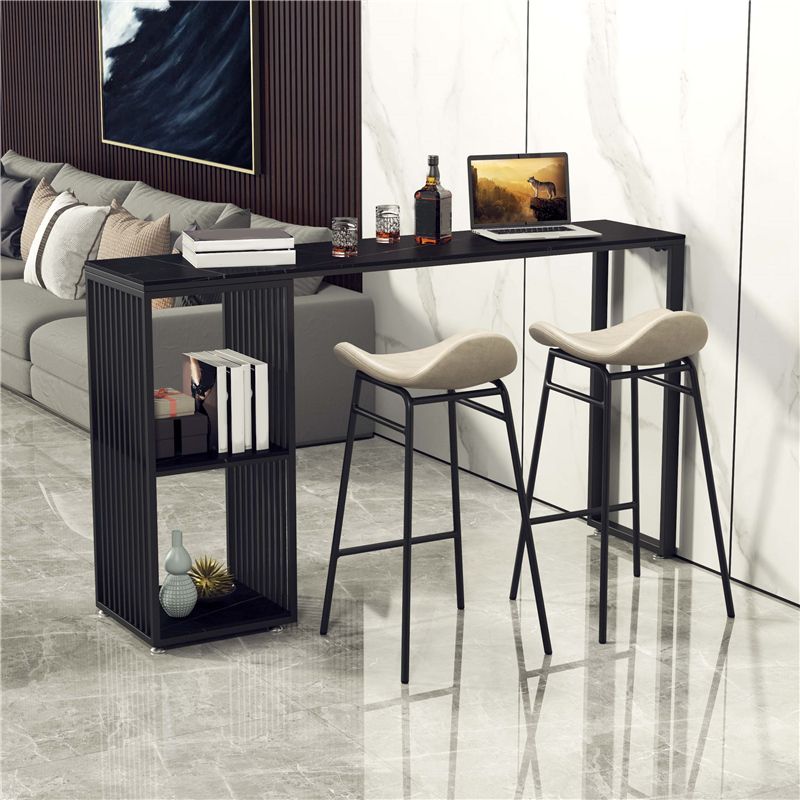 Faux Leather Bar Stools Glam Iron Backless Bar Stool with Footrest