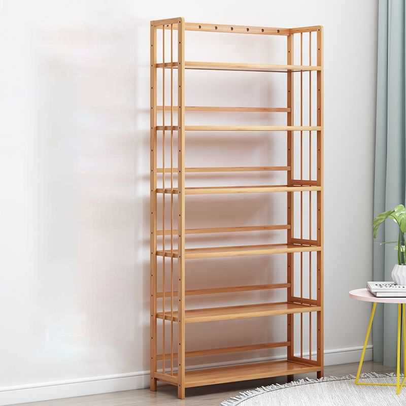 Manufactured Wood Etagere Bookshelf Natural Modern Open Bookcase for Classroom