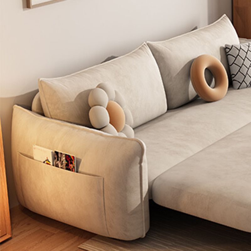 Scandinavian Futon Sleeper Sofa Bed White Convertible Sofa for Living Room