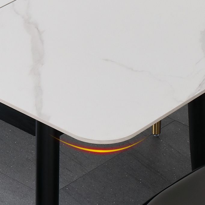 Minimalist Sintered Stone Extendable Dining Set Rectangle Shape White Dining Set for Kitchen