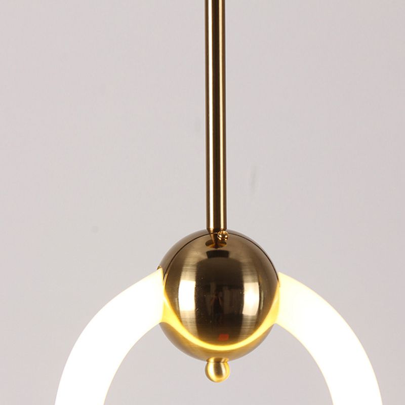 Gold Round Shape Pendant Lamp Modern Minimalist LED Hanging Lamp for Dining Table