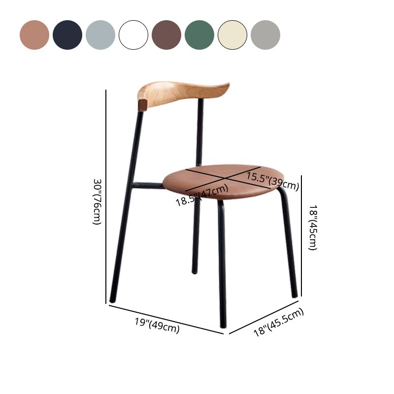 Sillas laterales de comedor con respaldo abierto de diseño contemporáneo, sillas de comedor de cuero para el hogar