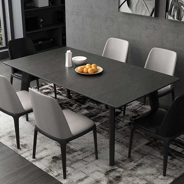 Black Dinette Table with 4 Legs Contemporary Dining Table for Home