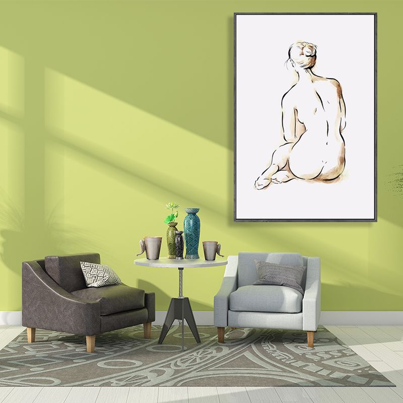 Light Yellow Minimalism Art Nude Women Wall Print for Kitchen, Multiple Sizes Options