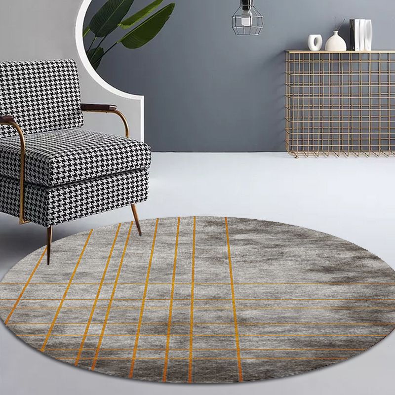 Multicolor Plaid Pattern Rug Polyester Modern Rug Washable Anti-Slip Pet Friendly Area Rug for Living Room