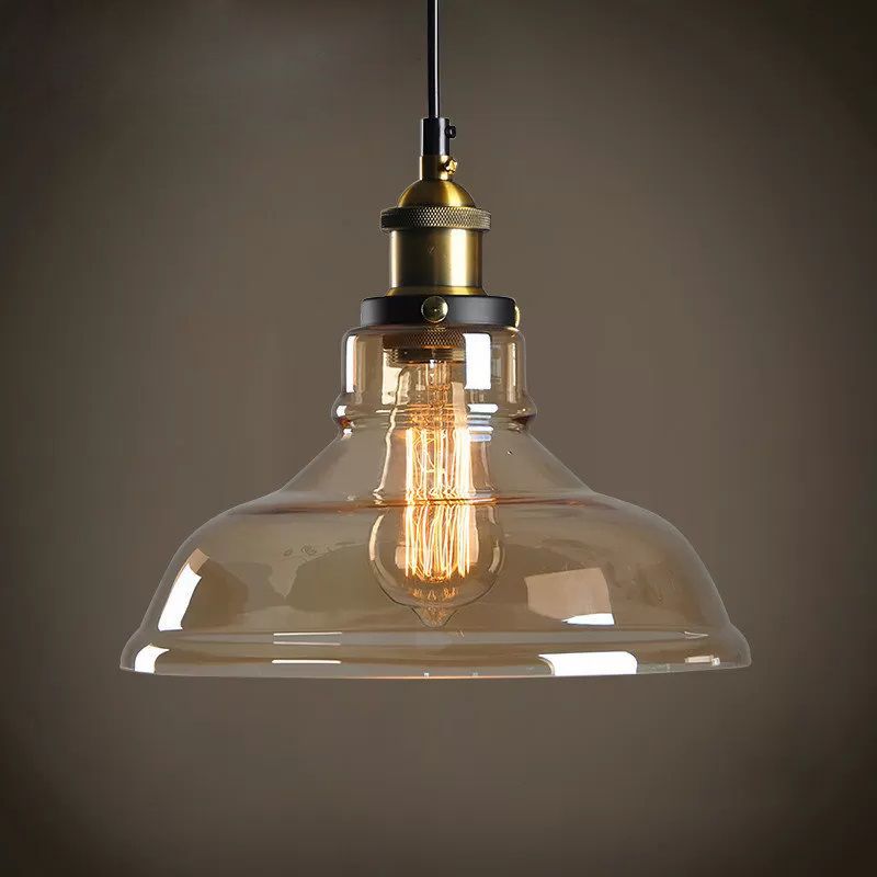 Luci a sospensione geometrica a 1 luce Luce sospesa industriale con tonalità di vetro