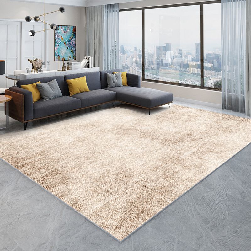 Camel Modern Rug Polyester Solid Color Rug Washable Rug for Living Room
