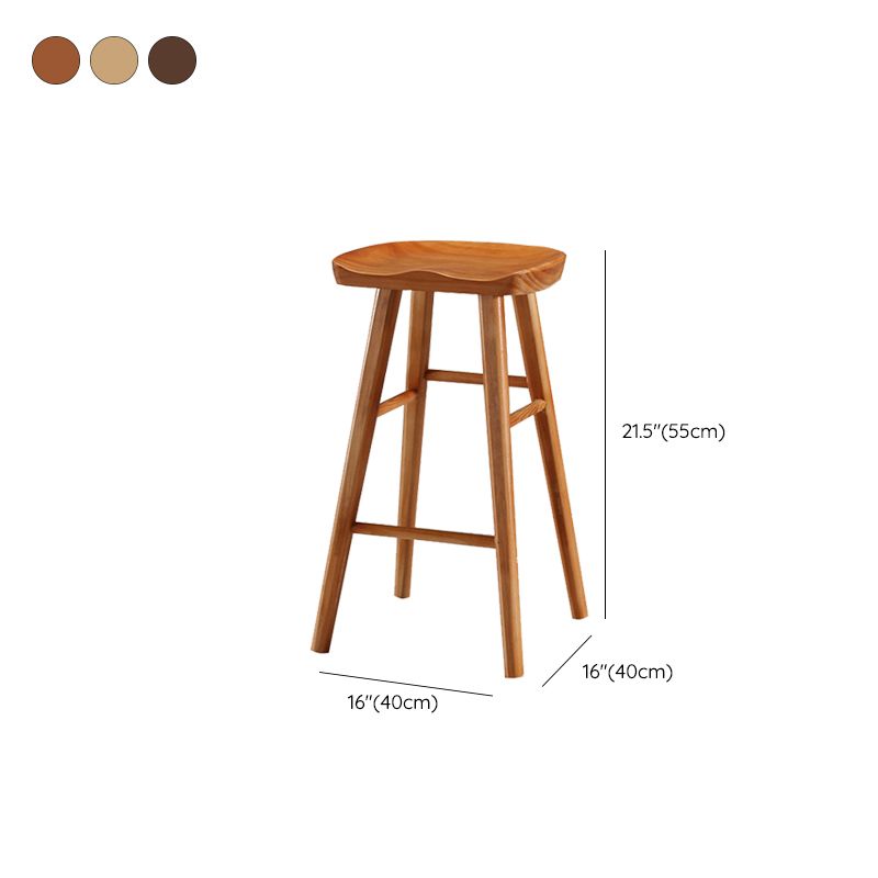 Modern Backless Contoured Seat Solid Wood Bar Stool for Restaurant