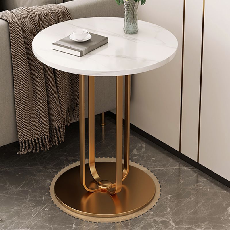 Modernistic Metallic Pedestal End Table MetalRound Slate Top Side End Table