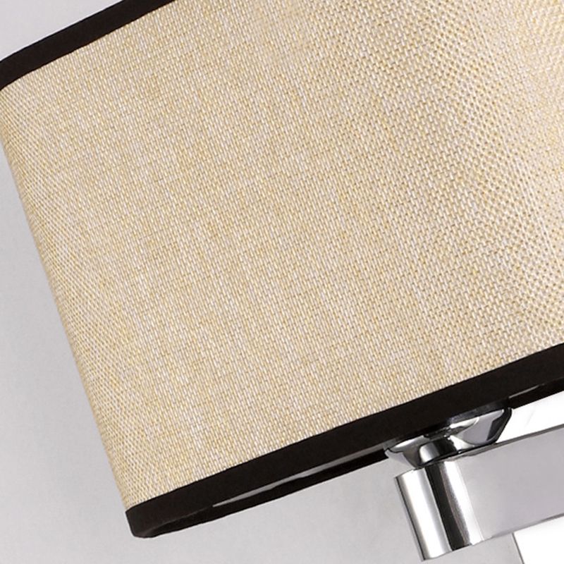 Modern Metal Wall Sconce Geometric Shape Wall Light with Fabric Shade for Study