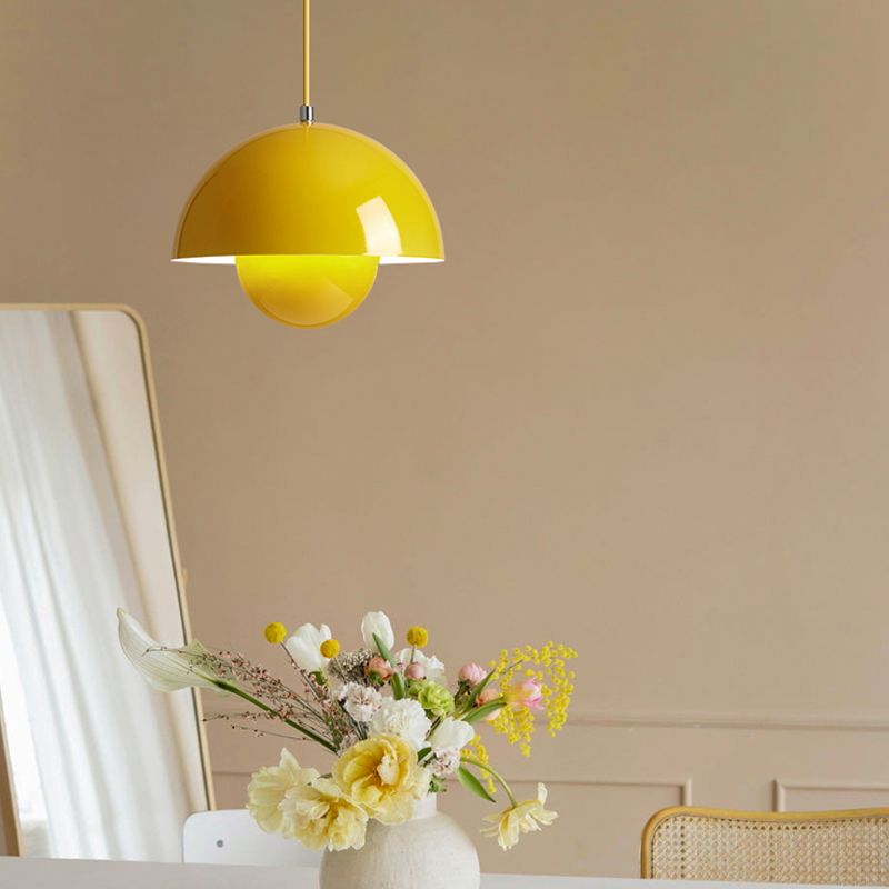 Macaron Style Hanging Light Fixture 1-Light Pendant Lamp with Aluminum Shade