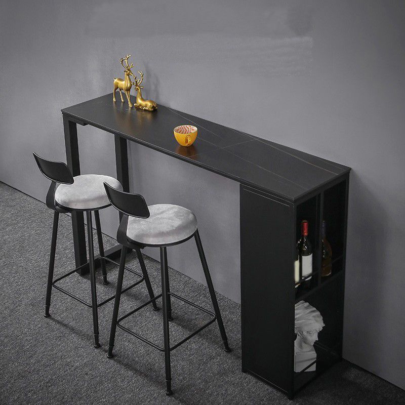 Industrial Style Bistro Bar Desk Stone Rectangle Pub Table for Cafe and Breakroom