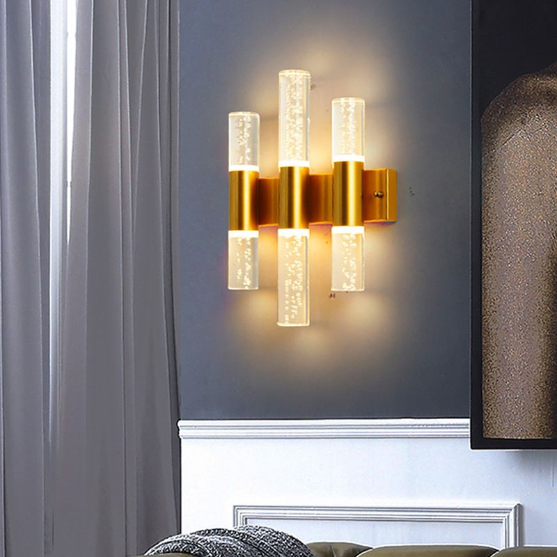 Moderno cilindro in stile di lusso su e giù a parete a led sconce cristallo montato lampada montata per camera da letto