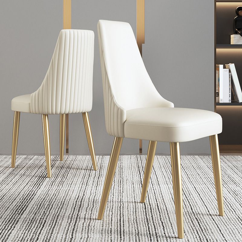 Glam Kitchen Side Chair Gold Legs Parsons Armless Dining Chair