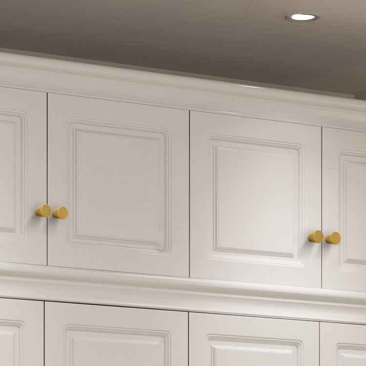 Contemporary White Storage Cabinet Hinged Door Cabinet with Drawers