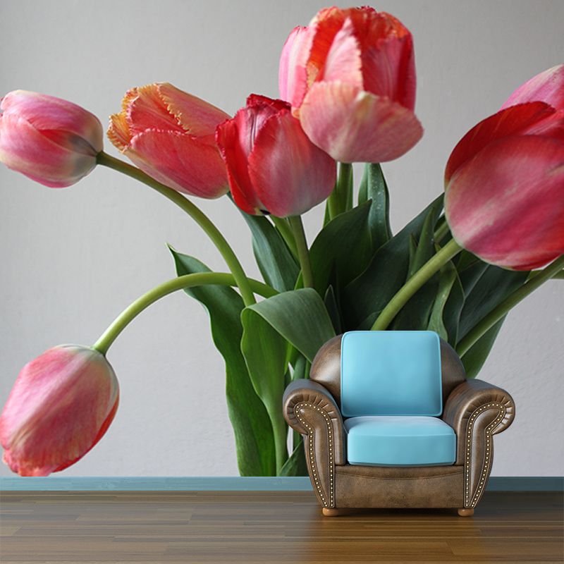 Beautiful Tulip Flower Mural Wallpaper Bedroom Wall Decor, Customized Size Available