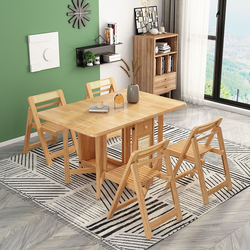 Mid-Century Folding Table Solid Wood Dining Site Table,51.2"L x 35.4"W x 29.5"H