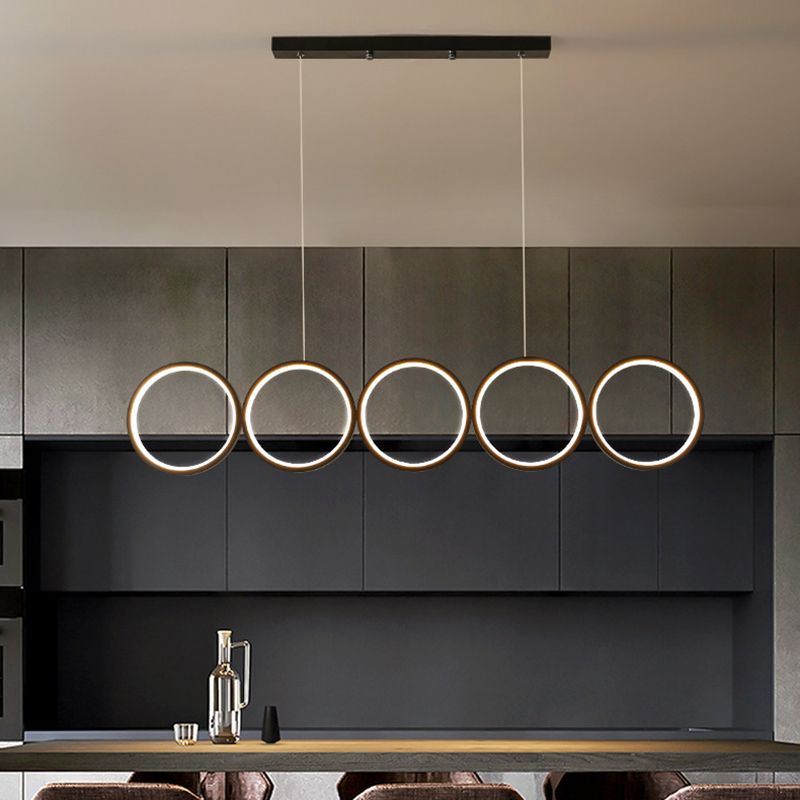 Black Annulus LED Hanging Lamp in Modern Concise Style Wrought Iron Indoor Ceiling Light with Acrylic Shade