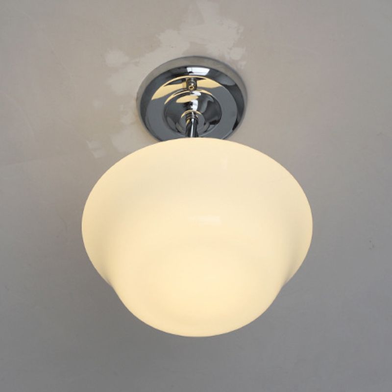 Glass Geometric Flush Mount Lights Contemporary Style 1 Light Flush Ceiling Light in White