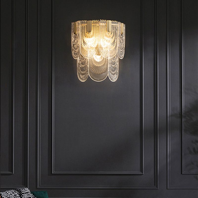 Brass Geometric Wall Light Nordic 13" Wide Wall Sconce with Glass for Living Room